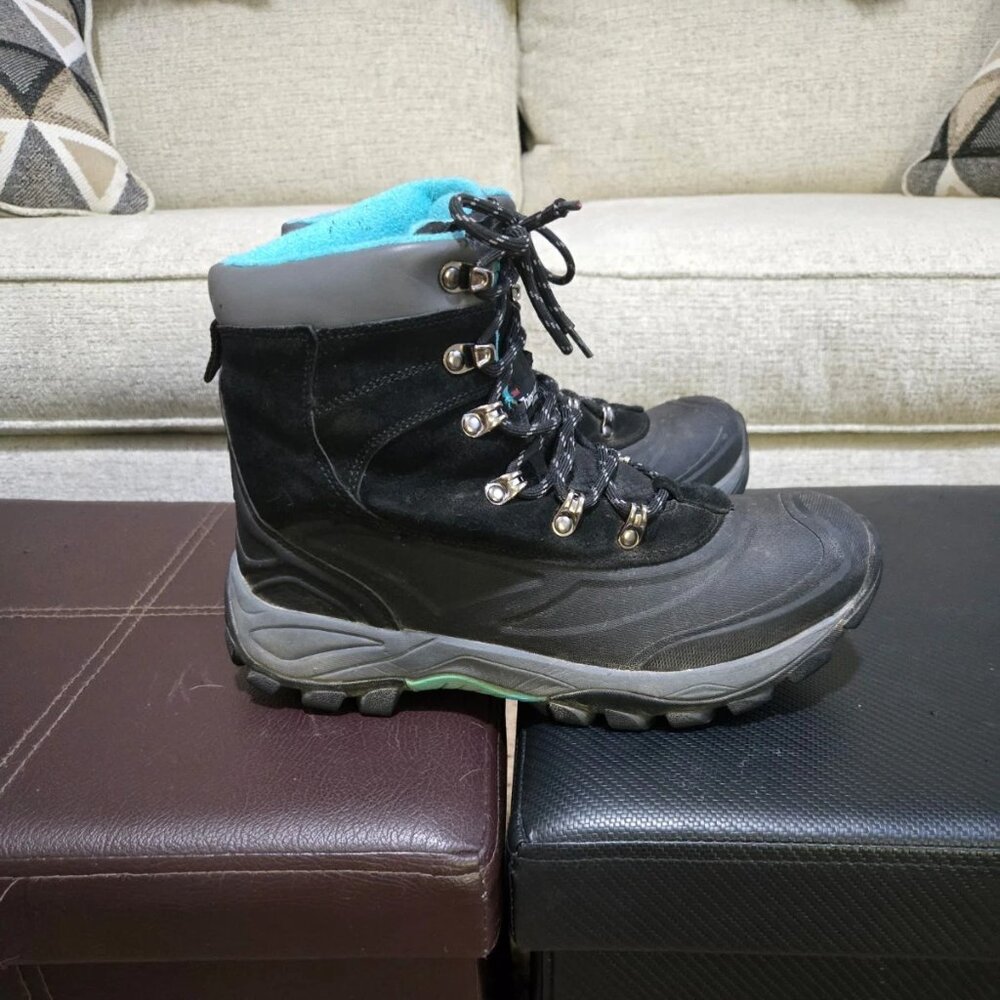 Womens Nord Trail JENNY Thinsulate Snow Hiking Boots 9M Black Teal Suede Lace Up